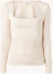 Reiss Alys top met rechthoekige halslijn en plooidetail - Creme