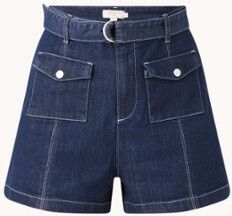 Ted Baker Shortan high waist straight leg korte spijkerbroek met ceintuur - Indigo