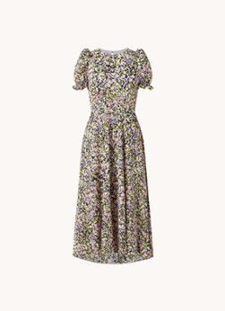 Ted Baker Deyja midi jurk met print en pofmouw - Zwart