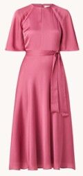 Ted Baker Hariiet midi jurk met vlindermouw en ingeweven stippenpatroon - Roze