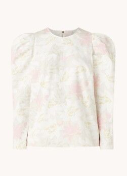 Ted Baker Agate top met bloemenprint en pofmouw - Lichtroze