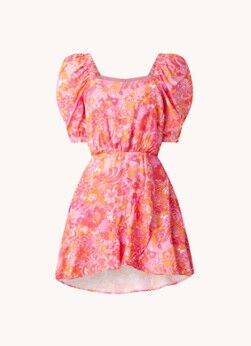 Ted Baker Bethha mini jurk met pofmouw en bloemenprint - Roze