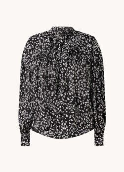 Ted Baker Gaelle blouse met print en strikkraag - Zwart