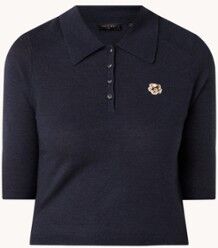 Ted Baker Ameliya fijngebreide cropped polo van wol - Donkerblauw