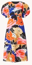 Ted Baker Harpia midi jurk met bloemenprint en pofmouw - Rood