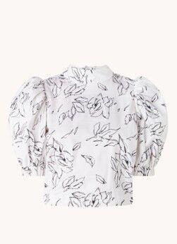 Ted Baker Luulah crop top met pofmouw en strikdetail - Wit