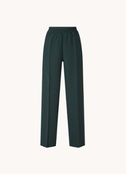 HUGO BOSS Talara high waist wide fit pantalon van crêpe - Donkergroen