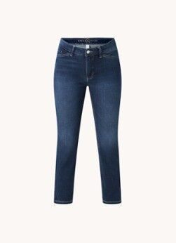 MAC Dream Chic mid waist slim fit cropped jeans met ritsdetail - Donkerblauw