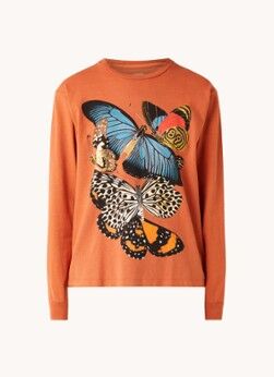 Obey Butterfly Flee longsleeve met front- en backprint - Oranjerood