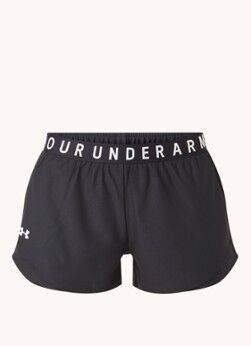 Under Armour Play Up mid waist straight fit trainingsshorts met logoband - Zwart