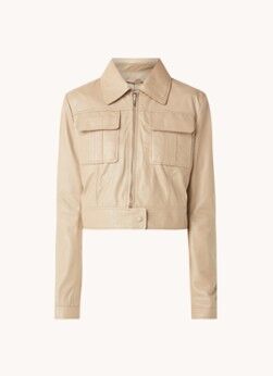 ARMA Alena cropped jack van schapenleer met klepzakken - Beige