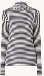 Smith & Soul Longsleeve met col en streepprint - Donkerblauw