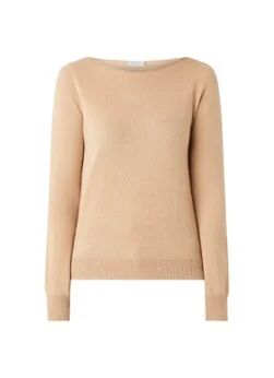 Repeat Fijngebreide pullover van kasjmier met boothals - Camel