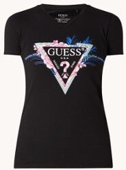 GUESS Kathe T-shirt van biologisch katoen met logoprint - Zwart