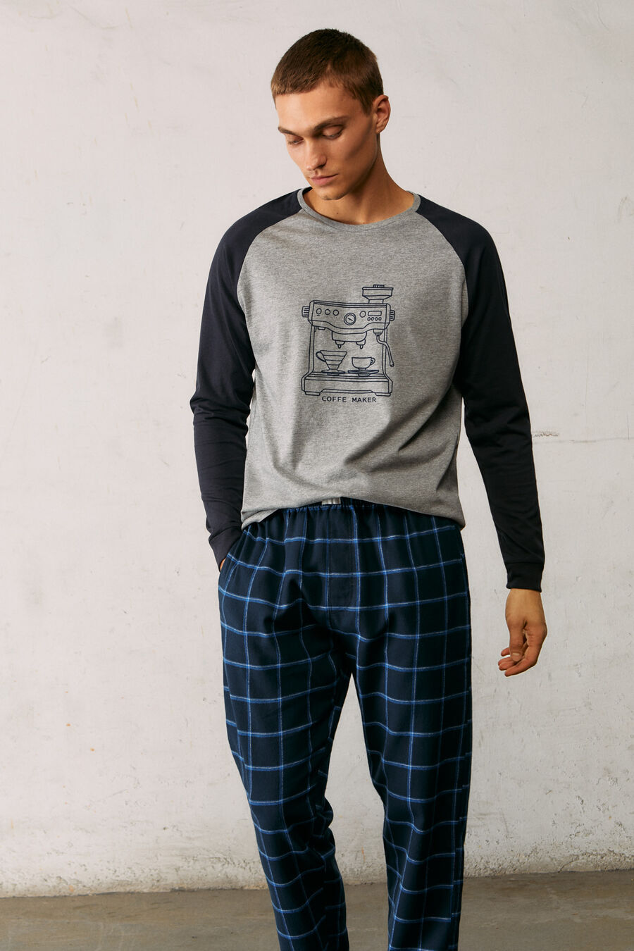 Springfield Pyjama imprimé cafetière pantalon carreaux Springfield navy
