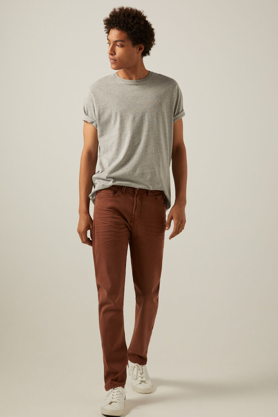 springfield Pantalon couleur 5 poches slim lavé springfield bordeaux