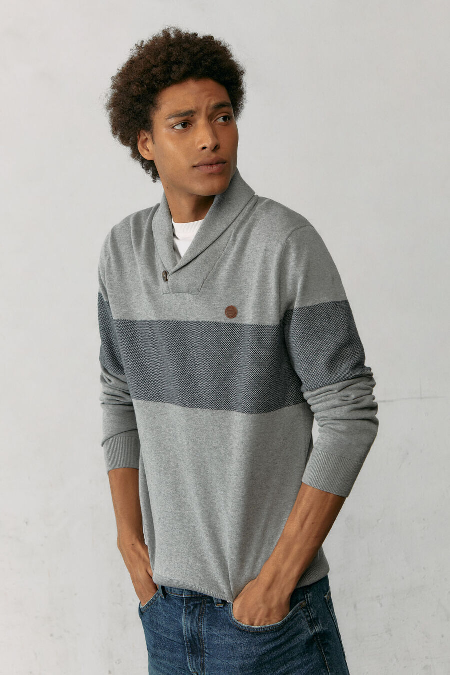 Springfield Pull col montant jacquard Springfield gris