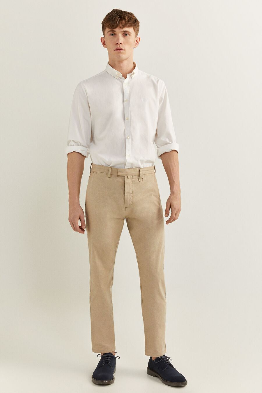 springfield Pantalon chino habillé structuré bicolore springfield beige moyen