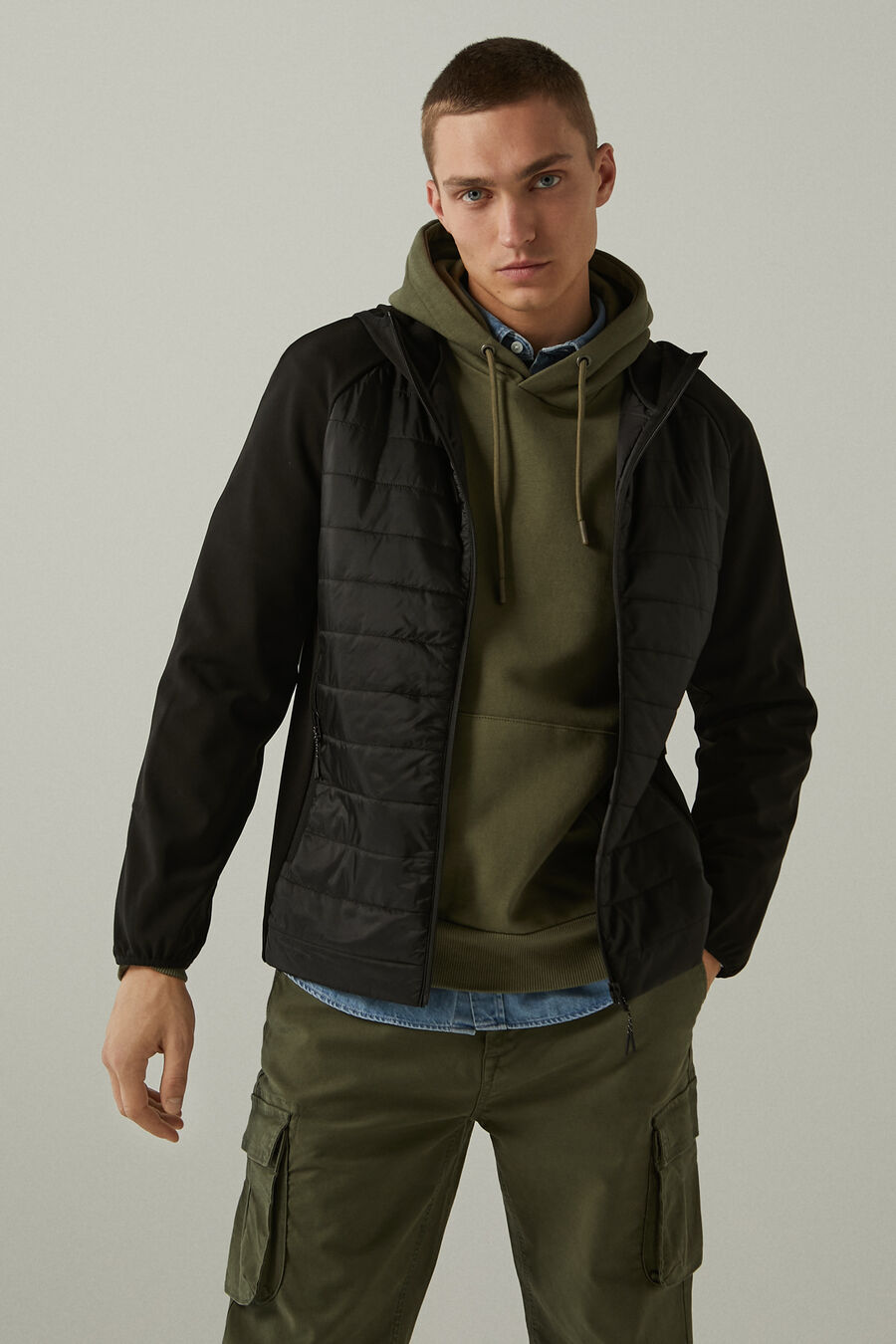 springfield Veste matelassée combinée capuche springfield noir