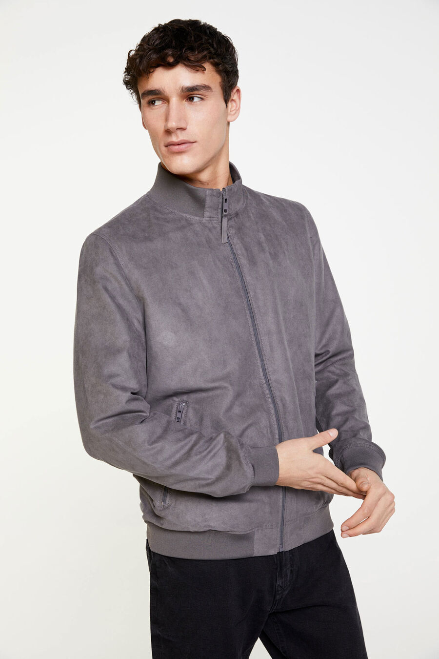 springfield Blouson effet daim réversible springfield demi gris