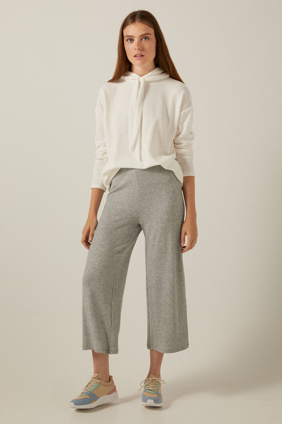 Springfield Pantalon culotte maille coupée Springfield gris