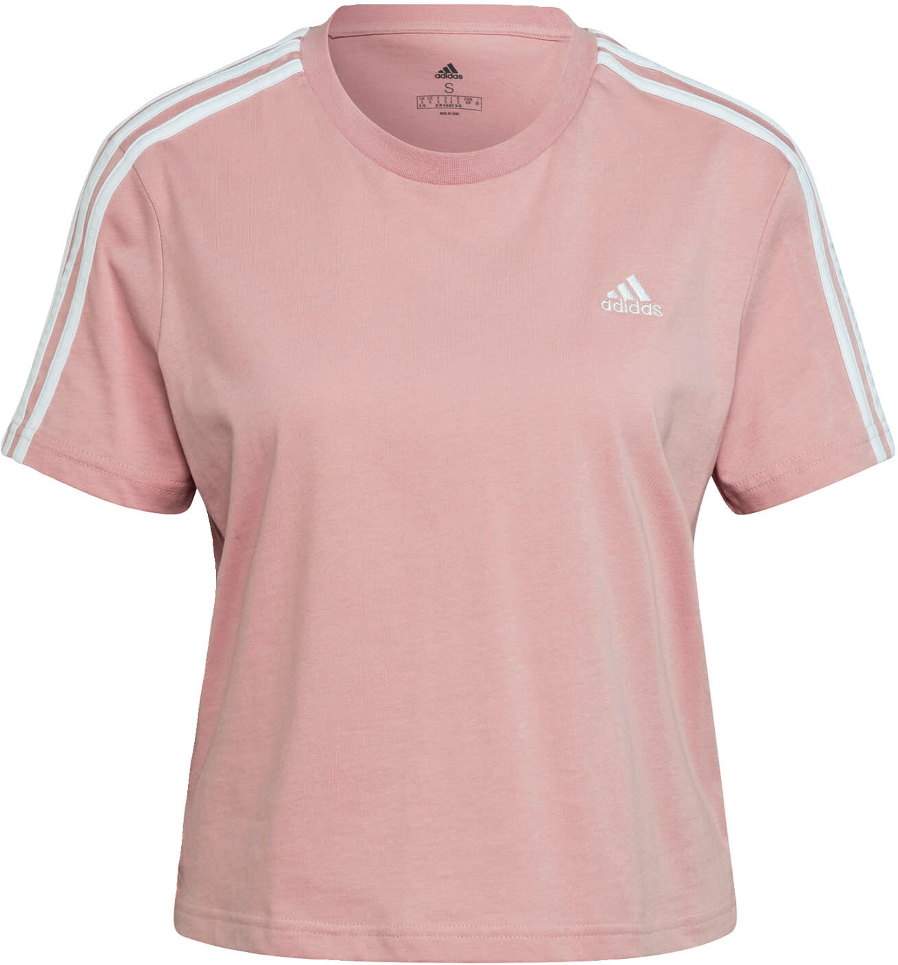 adidas Essentials Loose 3-Stripes Cropped T-shirt Dames Roze - XXS