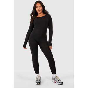 boohoo Plus Katoenen Unitard Met Lage Ronde Hals, Black 50