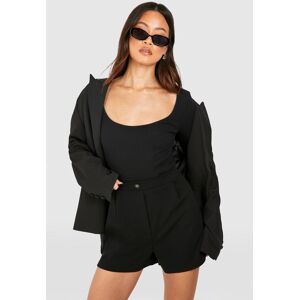 boohoo Tall Crepe Pleated Shorts, Black 18