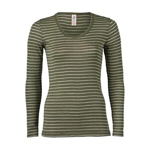 Engel Natuur, Merino gestreept shirt voor dames, 70% wol (KbT), 30% zijde, olijf/naturel, 38/40 NL