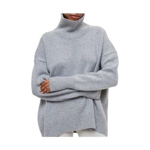 QLXYYFC Coltrui Damestrui Effen Trui Warme Dikke Gebreide Trui Gebreide Trui Grove Mesh Oversized Gebreide Trui Top Wintertrui Dikke Gebreide Trui (Color : Grey, Size : S)