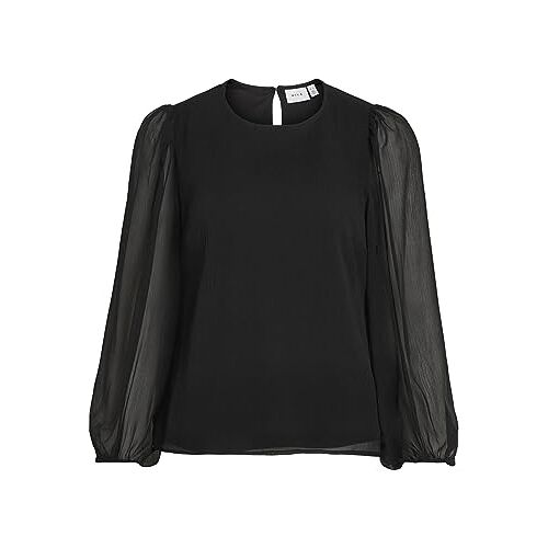 VILA VIFALIA O-Neck L/S TOP NOOS, zwart, 44