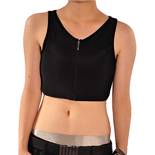 BaronHong Vrouwen lesbiennes Tomboy Zip Up shirt vest borstband sterkere bandage, zwart, XL