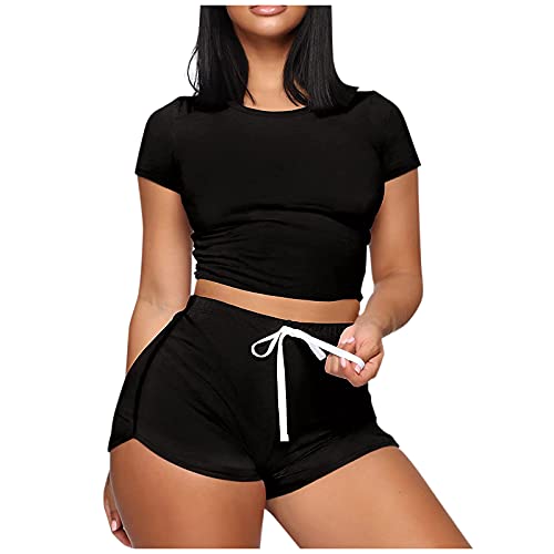 Generic Bridal Romper Piece Tracksuits Casual Outfits Sleeve 2 Summer Active Short Sets Womens Sexy Women Suits & Sets Womens Suites with Long Jackets (Black, M)