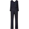 HUGO BOSS Edacria loose fit jumpsuit met strikceintuur en plissé - Donkerblauw