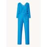 HUGO BOSS Edacria loose fit jumpsuit met strikceintuur en plissé - Blauw