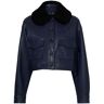 Proenza Schouler Judd leren jack met lammy kraag - Blauw