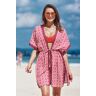 Kimono Cover-Up met bloementaille Rood M