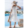 Witte gegolfde midi cover-up jurk Wit XS