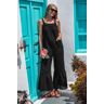 Gegolfde flare jumpsuit Zwart L