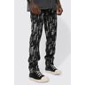 boohoo Jeans Met Rechte Pijpen En Opvallende Print, Charcoal 32R