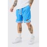 boohoo Basketball Mesh Tape Shorts With Woven Tab, Cobalt Large