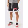 boohoo Official Kanten Basketbal Shorts, Black Extra Large