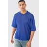 boohoo Oversized Open Stitch T-Shirt In Cobalt, Cobalt Large