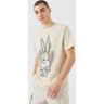 boohoo Oversized Looney Tunes Bugs Bunny License T-Shirt, Sand Large