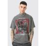 boohoo Tall Acid Wash Offcl Skull Graphic T-Shirt, Charcoal 2X-Large