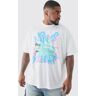 boohoo Plus Miami Doodle T-Shirt In White, White 3X-Large