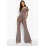 boohoo Zwangerschap Strakke Jumpsuit Met Open Schouders, Mocha 40