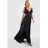 boohoo Maxi Jurk Met Laag Decolleté En Schouderstrikjes, Black 36