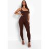 boohoo Jumpsuit Met Bandjes En Laag Decolleté, Chocolate 40