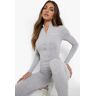 boohoo Jumpsuit Met Tekst Detail En Rits, Grey Marl 46